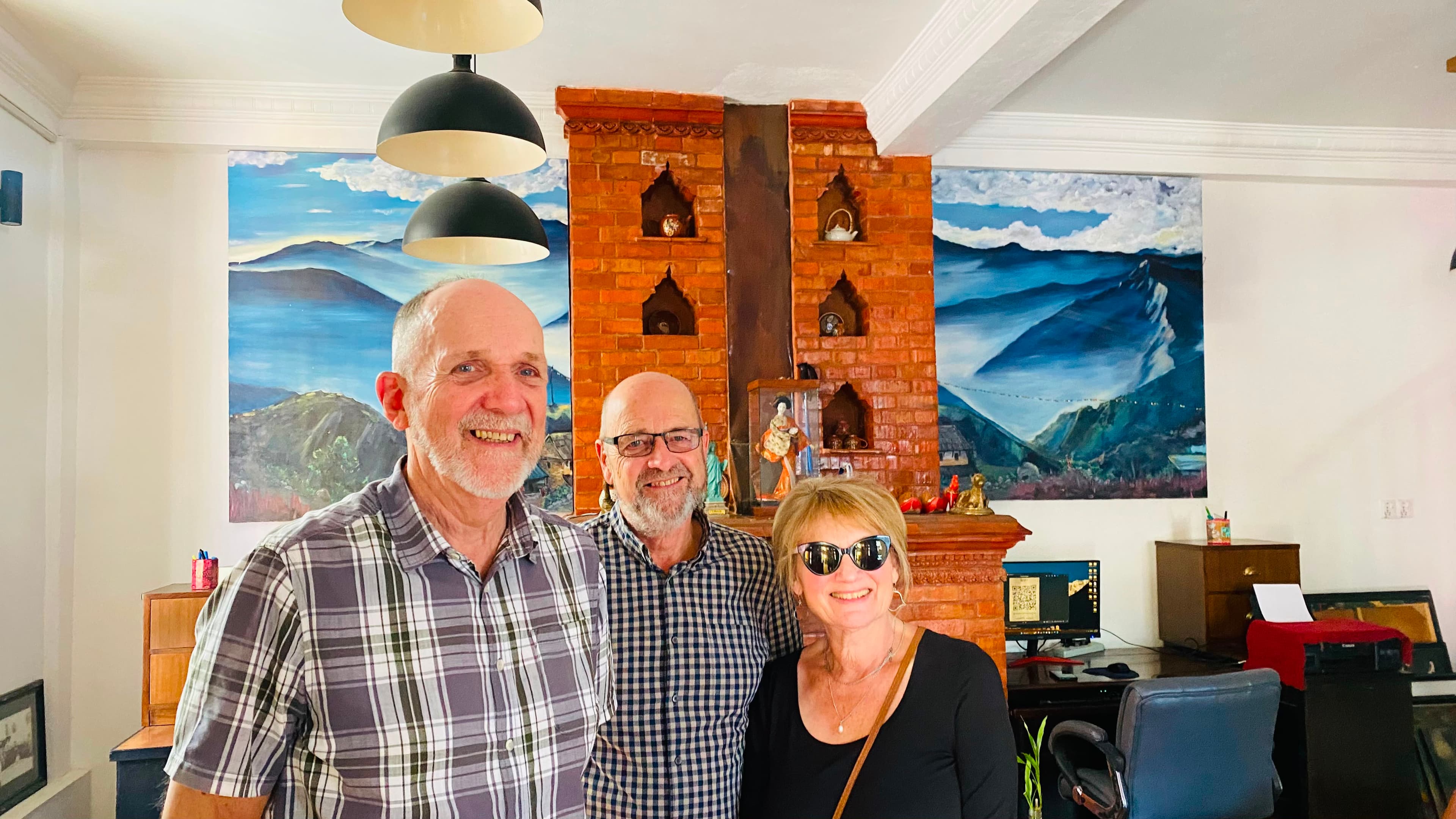 Guests in the lobby of Hotel Holy Himalaya, Thamel